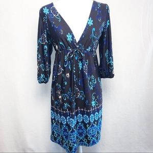 Hypnotized V Neck Chocolate Stretch Dress Size M.